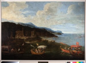Boote der Patrizierfamilien im Westen von Genua von Cornelis de Wael