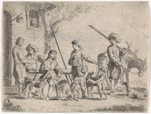 Jäger vor einem Gasthaus von Cornelis de Wael