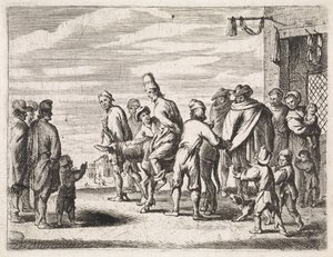 Mann auf Esel gebunden von Cornelis de Wael
