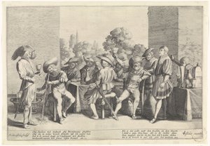 Edelleute an einem reich gedeckten Tisch von Cornelis van Kittensteyn