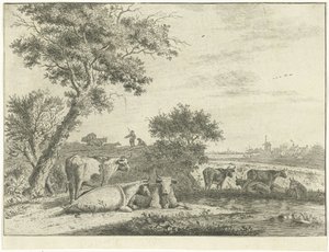 Landschaft mit Kühen