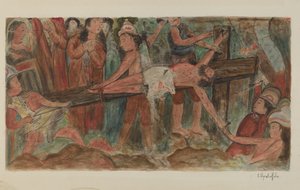 Stationen des Kreuzwegs Nr. 11. Jesus wird ans Kreuz genagelt von Cornelius Christoffels