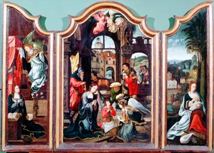 Anbetung der Hirten, Triptychon, spätes 15. bis frühes 16. Jahrhundert