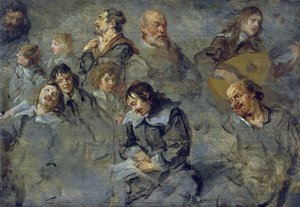 Studien männlicher Köpfe, von Cornelis Schut von Cornelius I Schut