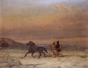 Schlitten im Schnee von Cornelius Krieghoff