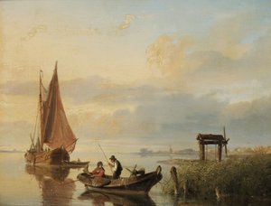 Fischereifahrzeuge bei Sonnenuntergang