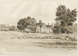 Oaken - Bauernhaus: Sepia-Waschzeichnung, 5. August 1820