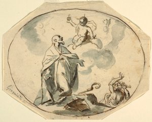 Bischof Heiliger, der das Christkind anbetet von Corrado Giaquinto