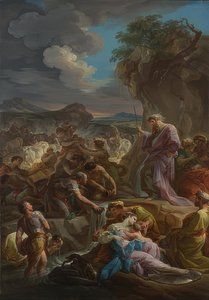 Moses schlägt Wasser aus dem Felsen