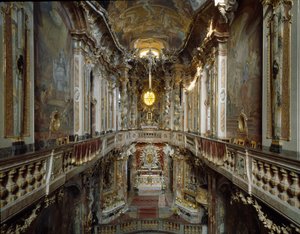Innenansicht der Kirche St. Johannes Nepomuk von Cosmas Damian Asam