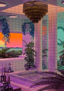 Vaporwave Sonnenuntergang Pool