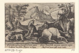 Psamathe verwandelt den Wolf in Marmor (Metamorphosen von Ovidius) von Crispijn van de Passe (I)