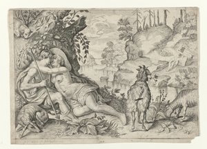 Polyphemus ertappt Acis und Galatea von Crispijn van de Passe (II)