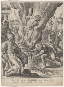 Eleazar von Antiochus verbrannt von Crispijn van de Passe I after Maarten de Vos