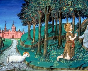Johannes der Täufer betet vor den Toren der Stadt von Cristoforo De Predis