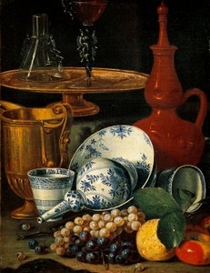 Stillleben mit Geschirr und Früchten von Cristoforo Munari