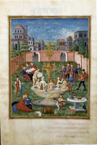 Einfluss der Venus: der Garten der Liebe und der Jungbrunnen (Miniatur, ca. 1470) von Cristoforo De Predis