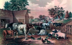 Amerikanischer Bauernhof am Abend, 1857 von Currier and Ives