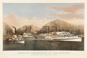 Amerikanische Dampfschiffe auf dem Hudson