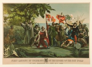 Erste Landung von Kolumbus an den Ufern der Neuen Welt von Currier and Ives