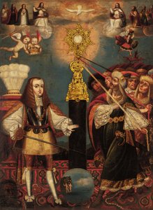 Karl II. in Verteidigung der Eucharistie, spätes 17. Jahrhundert von Cuzco School