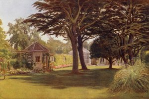 Eine Zeder breitete seine dunkelgrünen Schichten von Schatten aus, Osborne Cottage