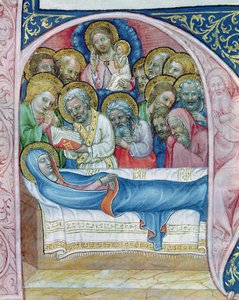 Begräbnis der Jungfrau, aus Liber Viaticus von Jean de Stredy, nach 1360
