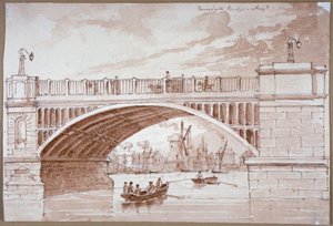 Ansicht eines kleinen Bootes unter der Vauxhall-Brücke, London von DHC