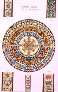 Rosettenmosaik aus Kahrije Dzamissi, der Kirche des Erlösers, aus 