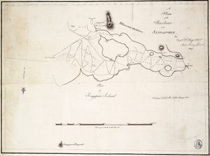Plan des Hafens in der Nähe von Singapur von Kapitän D.L. Ross, FRS Marine Surveyor General von D. I. Ross