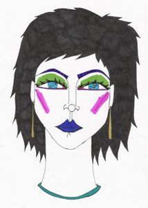 Mädchen mit blauen Augen und blauen Haaren von Daisy de Villeneuve