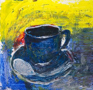 Lebhafte Blaue Kaffeetasse von Dale Hefer