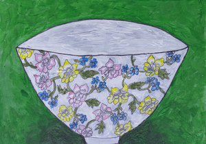 Bunte Blumenschale