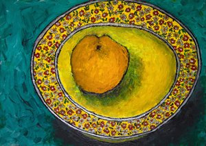 Orange in Blumenschale von Dale Hefer & Family