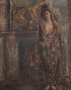 Gekleidete Frau, die an einem Kaminsims steht (verso), 1938
