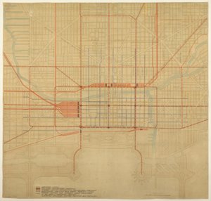 Tafel 80 aus Der Plan von Chicago, 1909: Chicago. Diagramm des Stadtzentrums, das den vorgeschlagenen... zeigt von Daniel Burnham