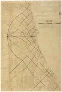 Tafel 91 aus dem Plan von Chicago, Chicago, Vorgeschlagene Diagonalstraßen von Daniel Burnham