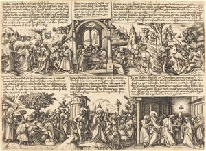 Jesus Christus gibt den Aposteln den Auftrag und andere Szenen aus dem Neuen Testament von Daniel Hopfer