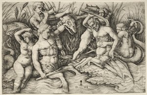 Zwei kämpfende Tritonen - Schlacht der Meeresgötter (rechter Teil)