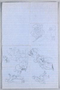 Zeichnung, Studie für "Wissenschaftliche Gruppe", 1858 von Daniel Huntington