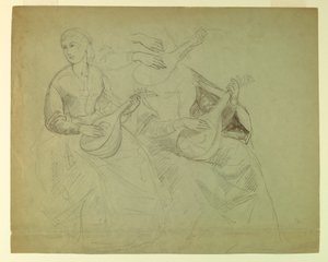 Zeichnung, Studie für "Titian zeigt, 1871–72" von Daniel Huntington
