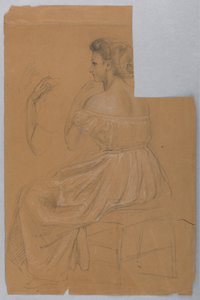 Zeichnung, Studie für "Titian zeigt, 1872" von Daniel Huntington