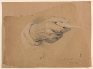 Studie der rechten Hand für den Priester in der "Kommunion der Kranken" von Daniel Huntington
