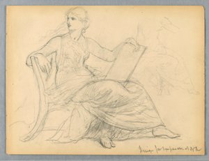 Studie einer sitzenden Frau für das Tympanon der National Academy of Design von Daniel Huntington