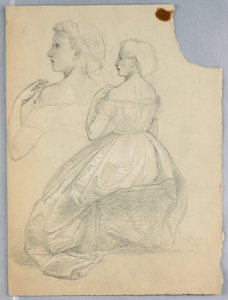Studie einer sitzenden Frau für "Tizian zeigt die Grablegung Karl V. und Clemens VII."