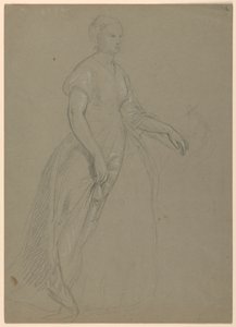 Studie einer stehenden Frau für "Der republikanische Hof" (Lady Washingtons Empfangstag)