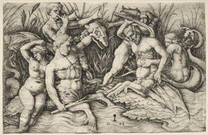 Zwei Tritonen kämpfen - Schlacht der Meeresgötter (rechter Teil)
