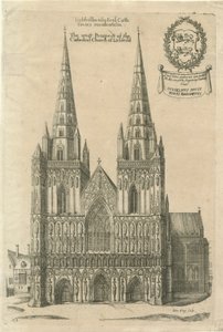Lichfield Kathedrale - Westfront: Gravur, nd [?spätes 17. Jh.]