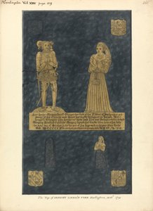 Messingplatte für Gregory Lovell und seine Frau Anne, Tochter von David Bellingham, Harlington Church von Daniel Lysons