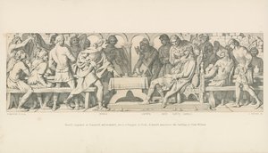 Harold, der Eroberer, bei Stamford, und verwundet, sitzt bei einem Bankett in York. Ein Herold kündigt die Landung von Herzog Wilhelm an